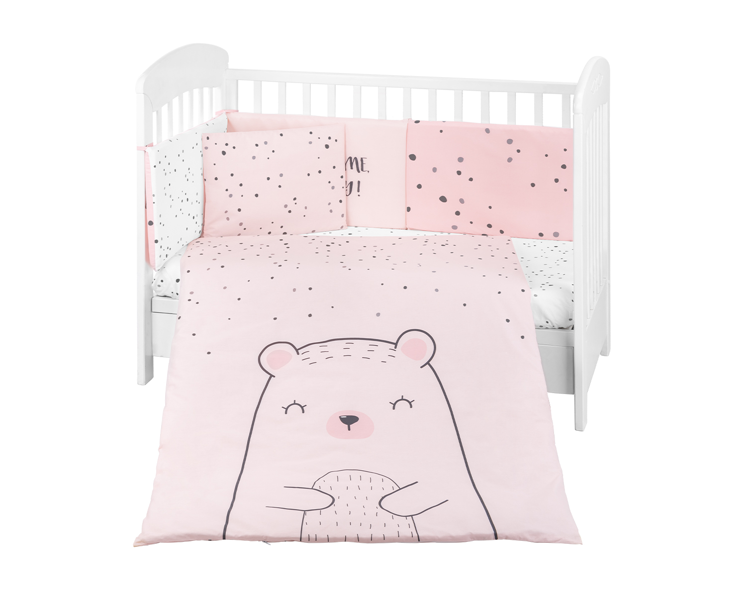 Kikkaboo Бебешки спален комплект 6 части 70/140 Bear with me Pink