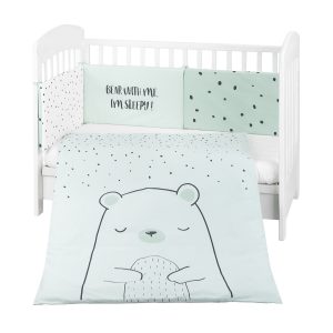 Kikkaboo Бебешки спален комплект 2 части EU style 70/140 Bear with me Mint