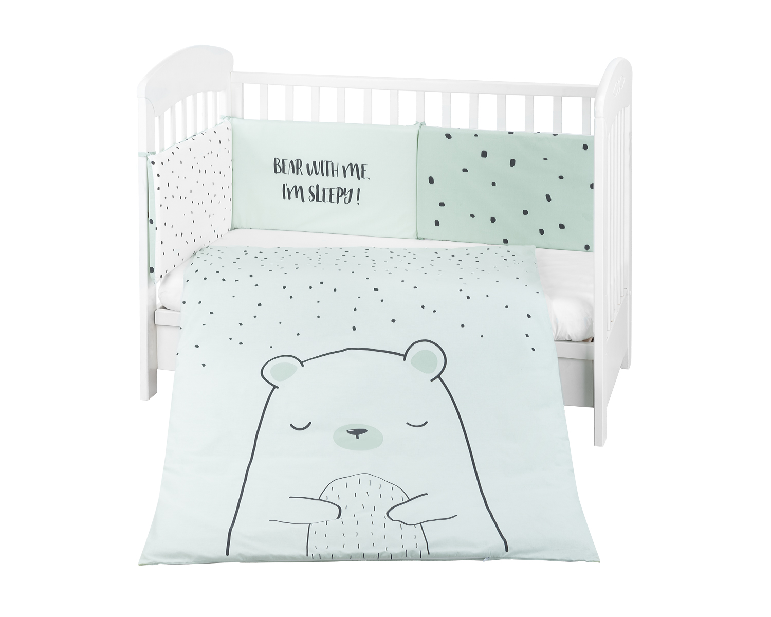 Kikkaboo Бебешки спален комплект 2 части EU style 70/140 Bear with me Mint