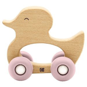 Kikkaboo Играчка дървена с чесалка Duck Pink