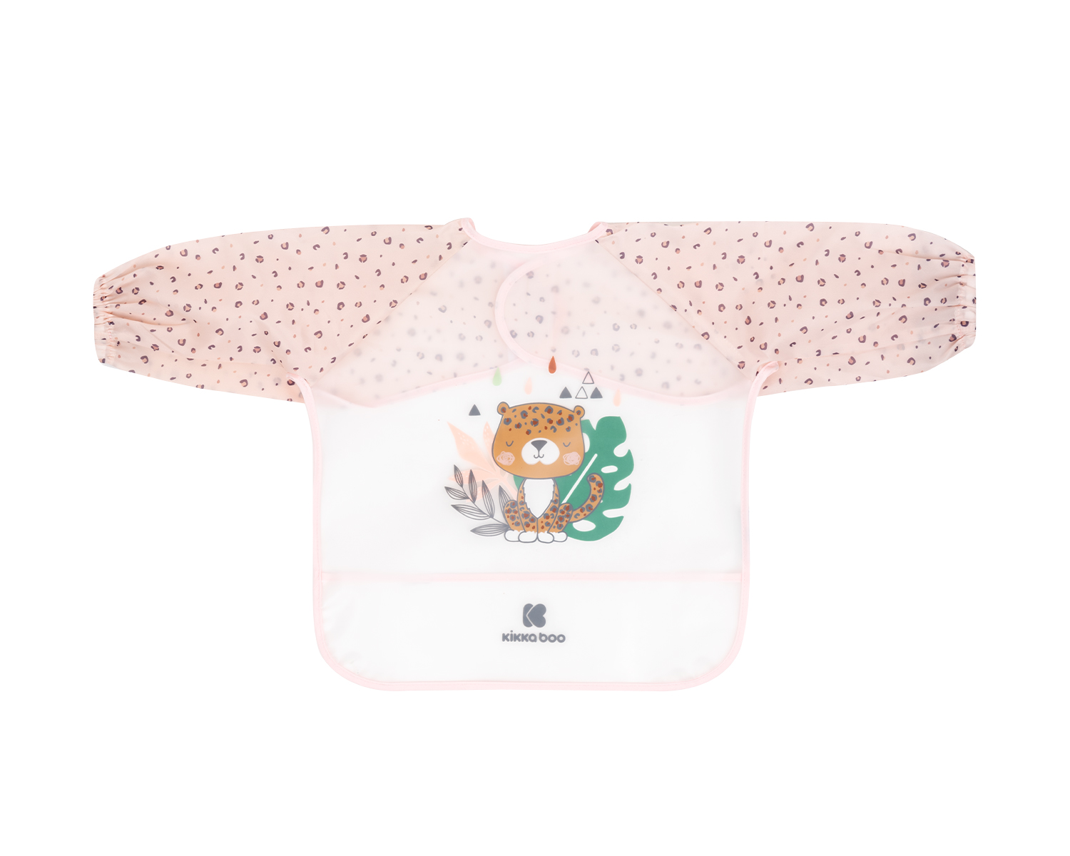 Kikkaboo Непромокаем лигавник с ръкави и джоб Savanna Pink