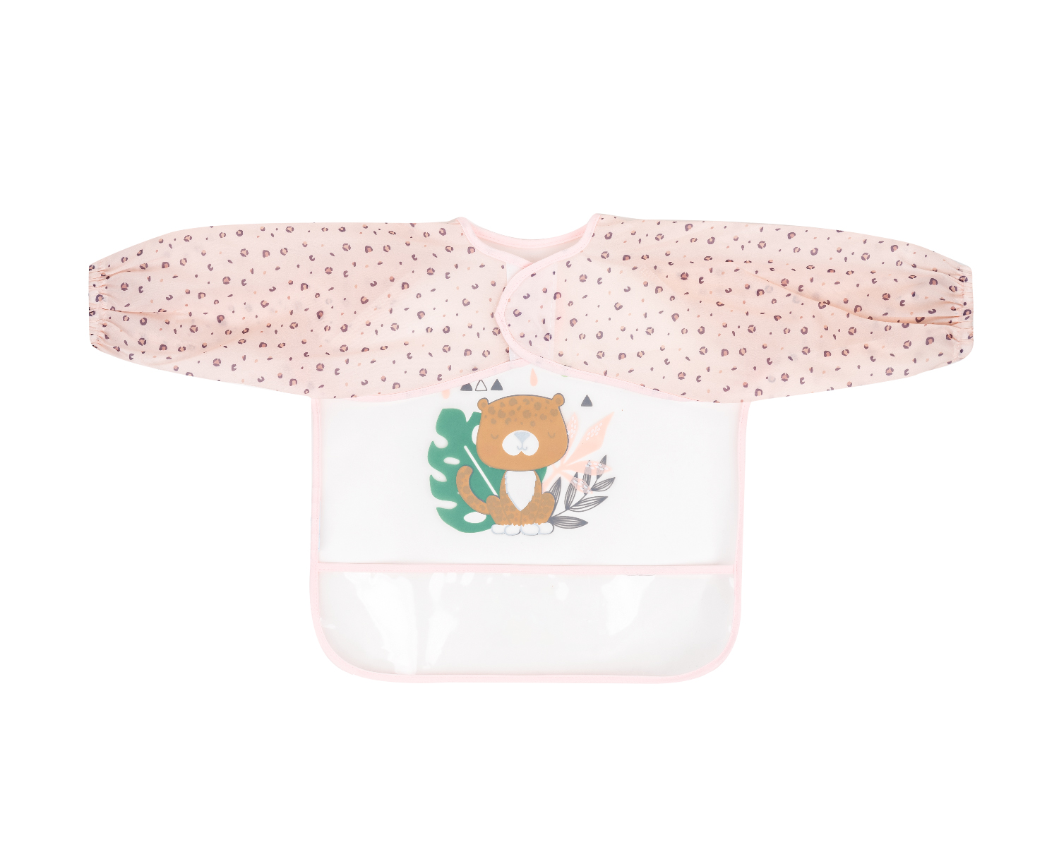 Kikkaboo Непромокаем лигавник с ръкави и джоб Savanna Pink - Image 2