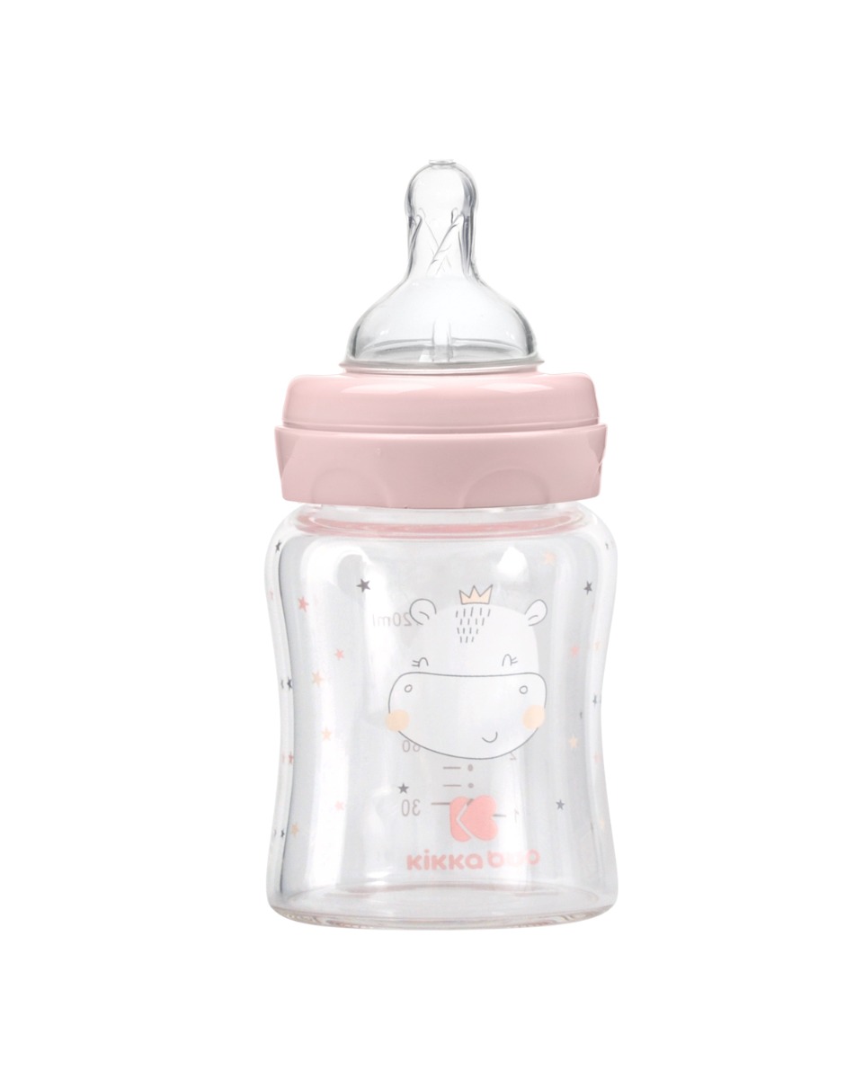 Kikkaboo Шише стъклено 120мл Hippo Dreams Pink - Image 2