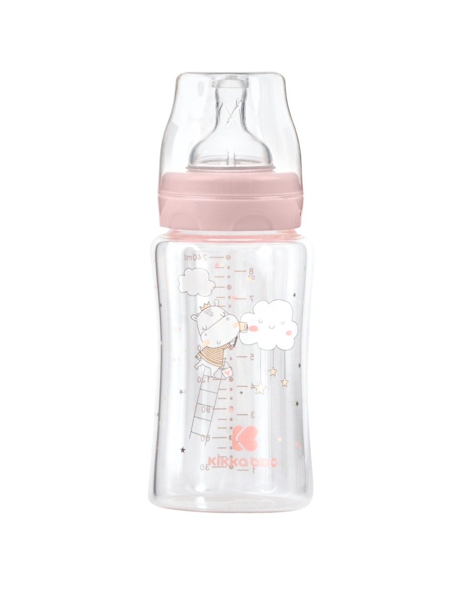 Kikkaboo Шише стъклено 240мл Hippo Dreams Pink
