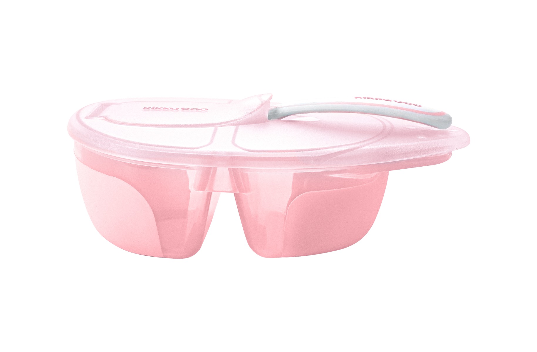 Kikkaboo Купа с 2 отделения и лъжица Tasty Pink