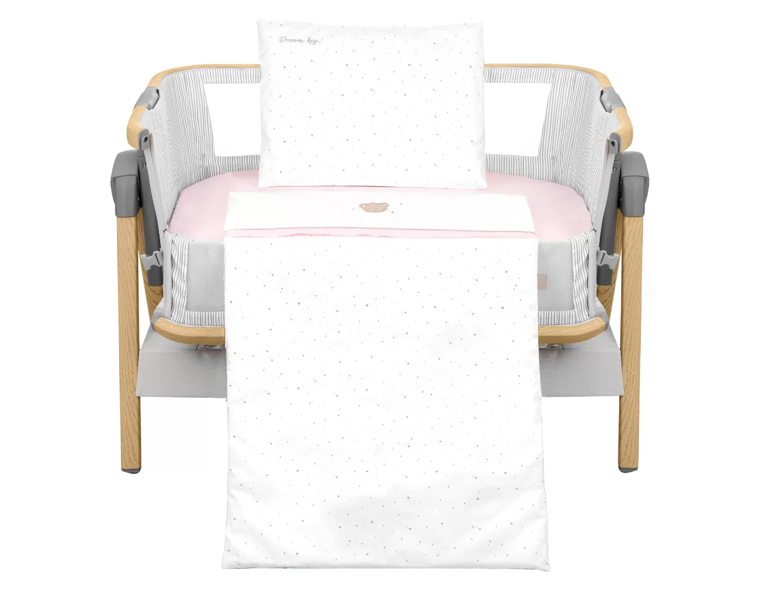 Kikkaboo Бебешки спален комплект за мини-кошара 5ч Dream Big Pink