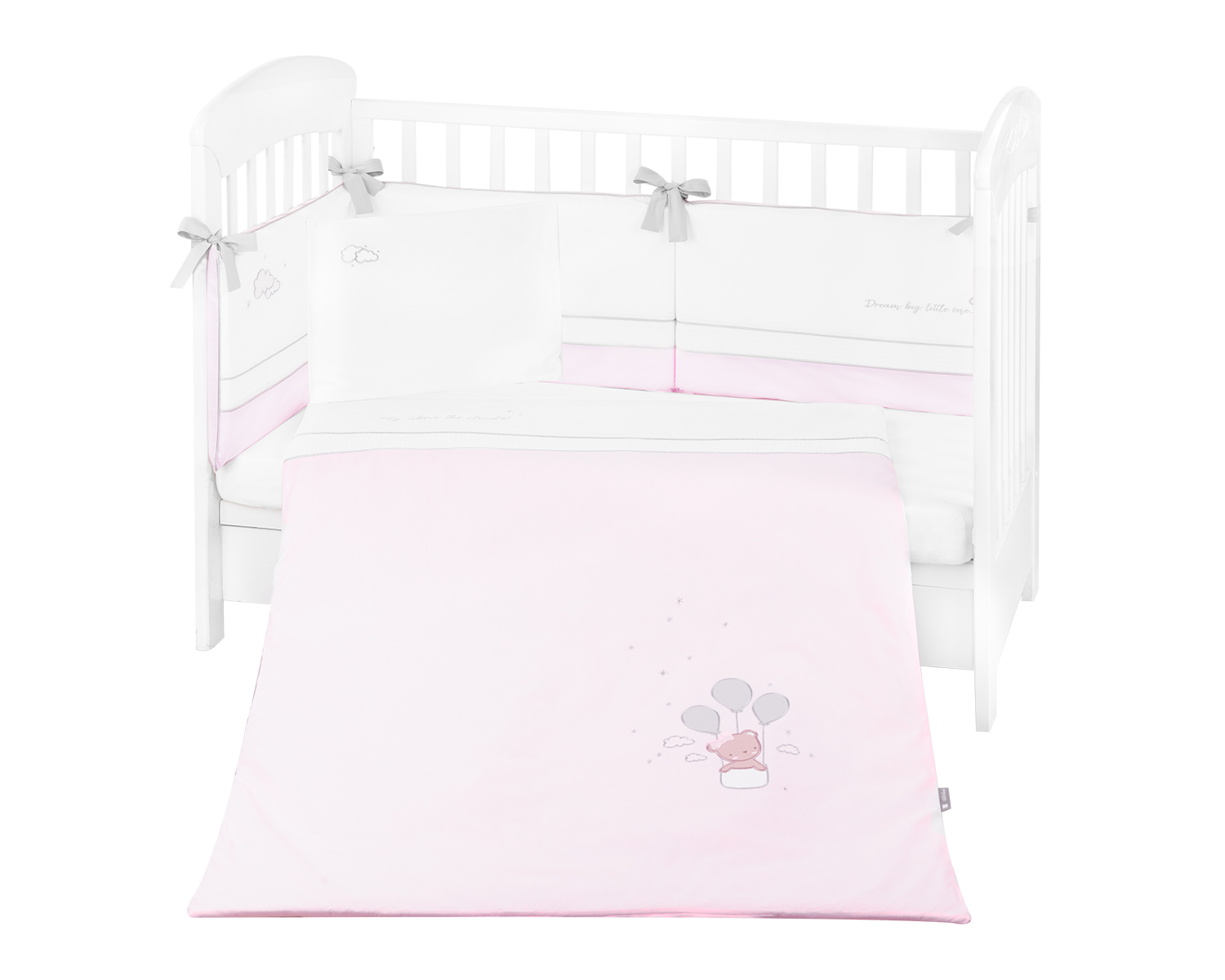 Kikkaboo Бебешки спален комплект с бродерия 6 части 70/140 Dream Big Pink