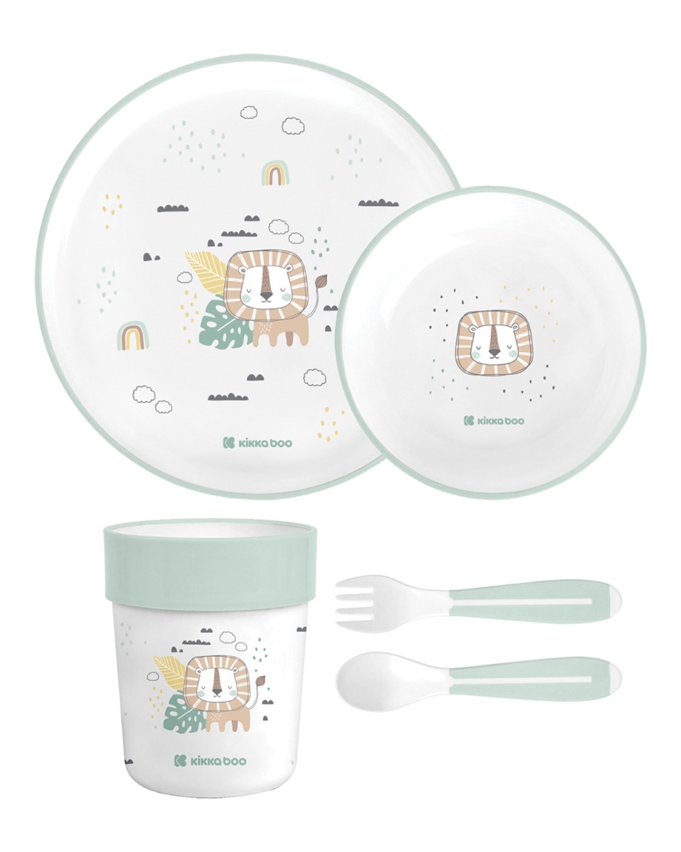 Kikkaboo Сет за хранене пластмаса Savanna Mint
