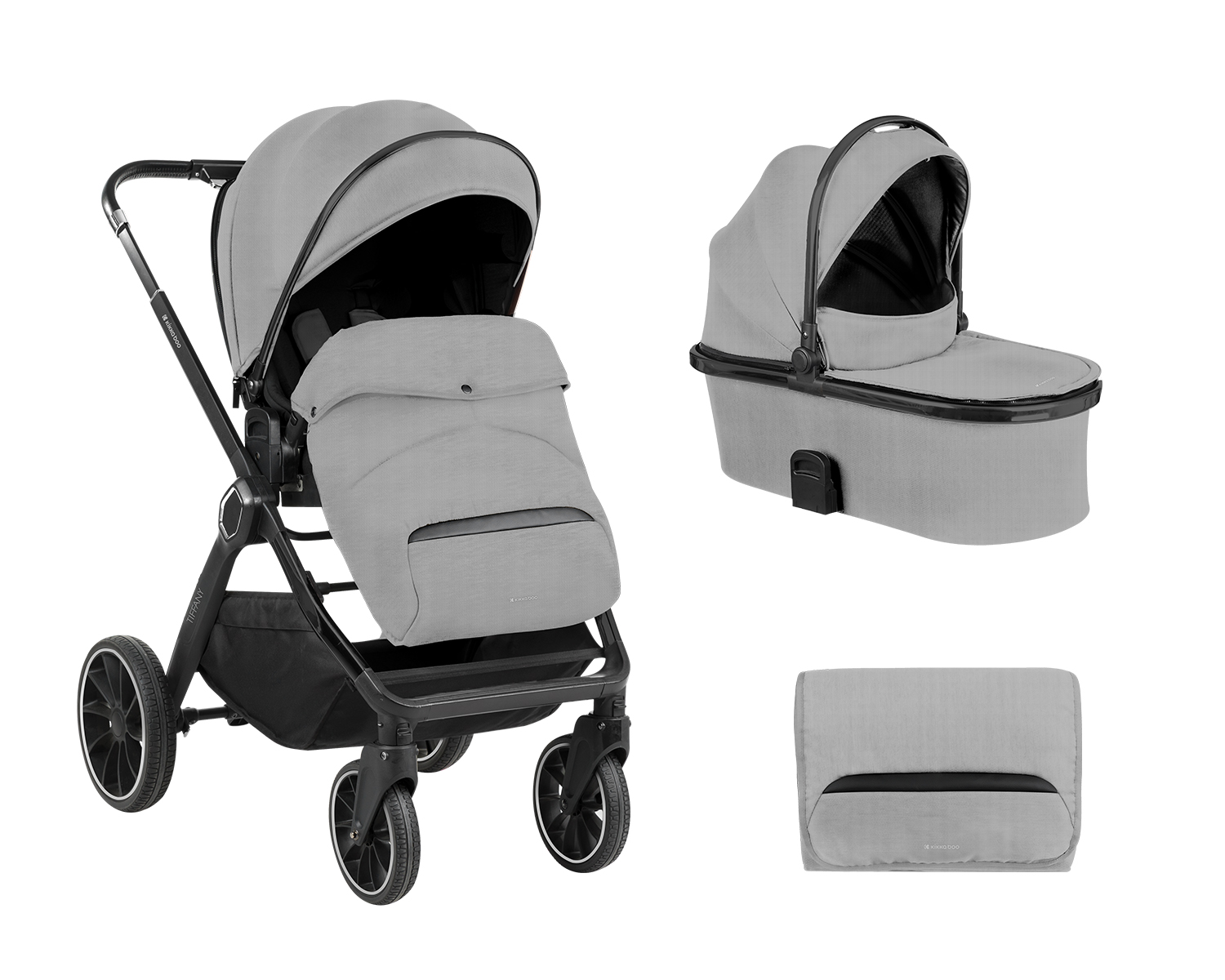Kikkaboo Комбинирана количка 2в1 с кош за новородено Tiffany Light Grey 2024