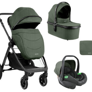 Kikkaboo Комбинирана количка 3в1 с кош за новородено Ava Army Green