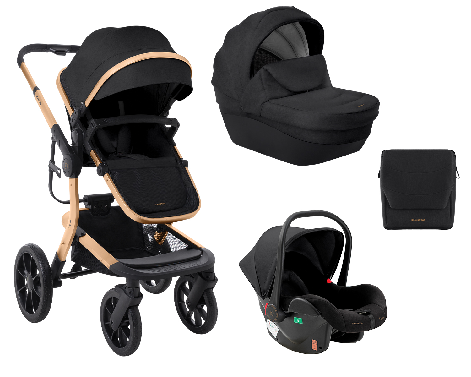 Kikkaboo Комбинирана количка 3в1 с твърд кош Irene Black 2024
