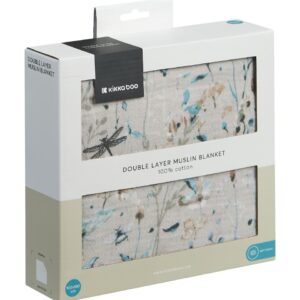 Kikkaboo Одеяло от муселин двупластово 100х100 см Dreamy Fields Grey