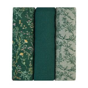 Kikkaboo Комплект 3 бр муселинови пелени 100х100 см Secret Garden Green