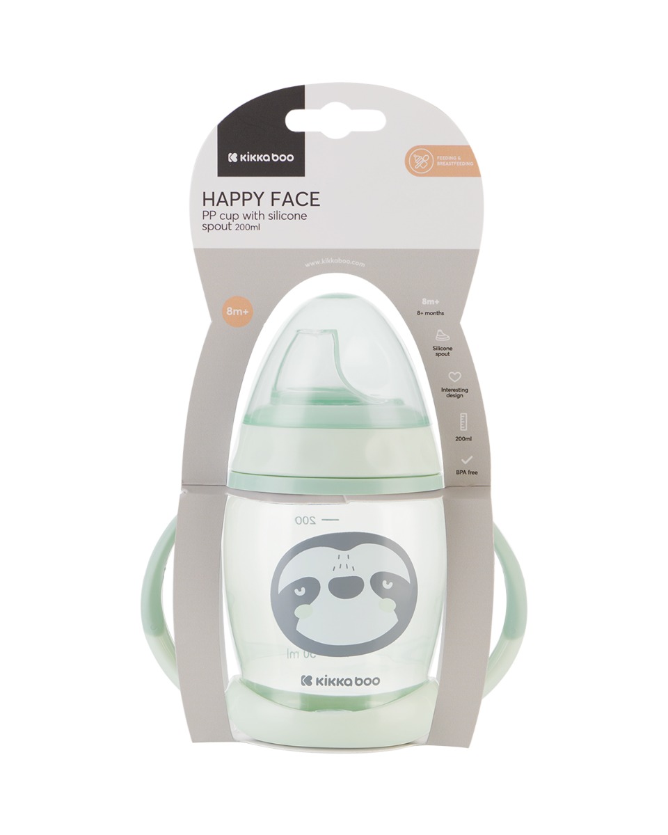 Kikkaboo Чаша със силиконов накрайник 200мл Happy face Mint - Image 3