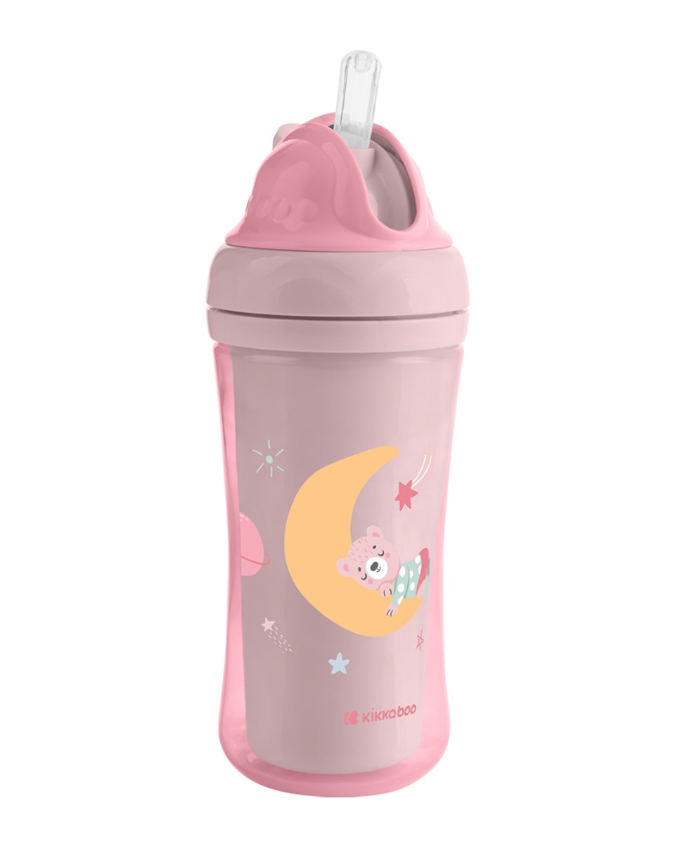 Kikkaboo Чаша със силиконовa сламка 220мл Moony me Pink - Image 2