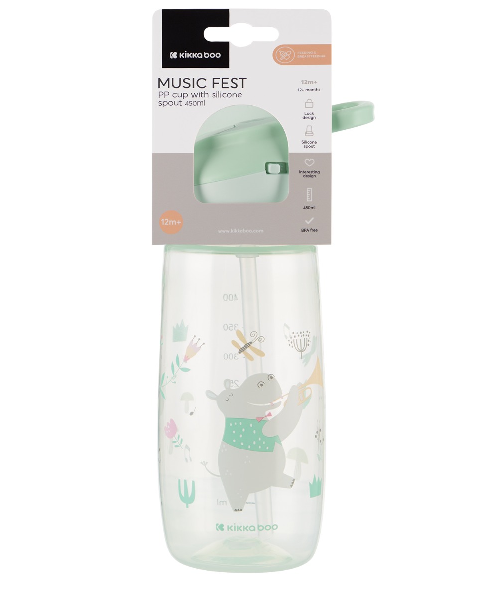 Kikkaboo Чаша със силиконов накрайник 450мл Music Fest Mint - Image 4
