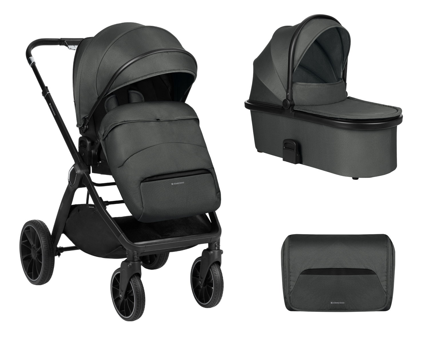 Kikkaboo Комбинирана количка 2в1 с кош за новородено Tiffany Dark Grey 2024 - Image 5