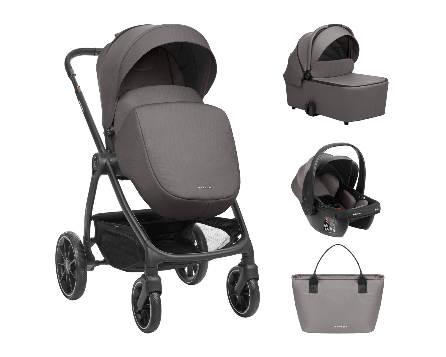 Kikkaboo Комбинирана количка 3в1 с кош за новородено Modena Dark Grey - Image 9