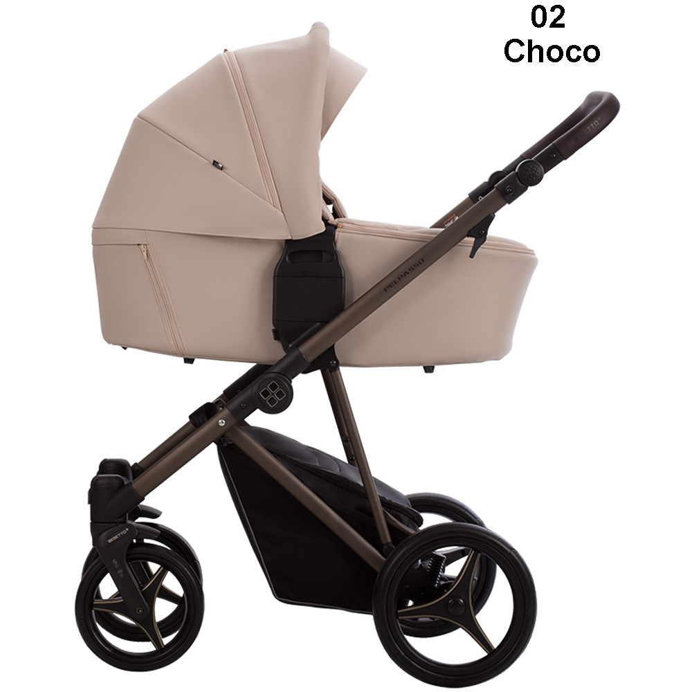 Бебешка количка 2в1 Bebetto PELPASSO PRO - еко кожа 02 Choco