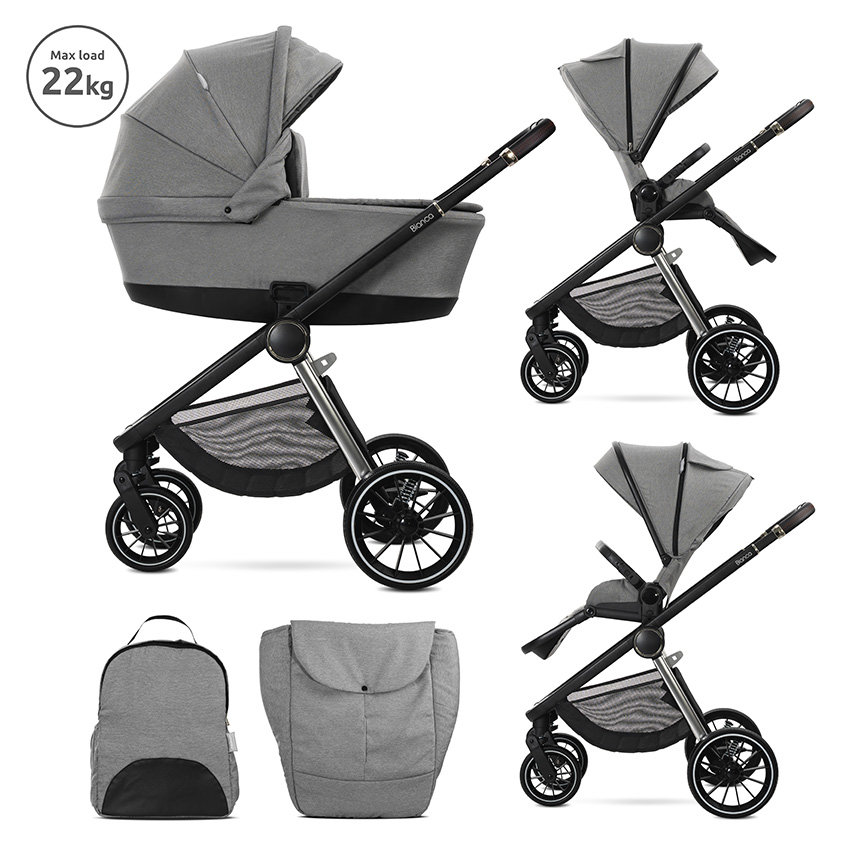 Lorelli Premium Д.КОЛИЧКА BIANCA GREY 2 В 1 до 22кг + АДАПТОРИ