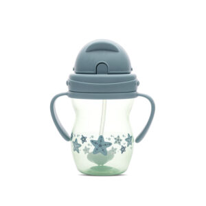 Baby Care ЧАША С ДРЪЖКИ И СЛАМКА BLUE/GREEN с тежест