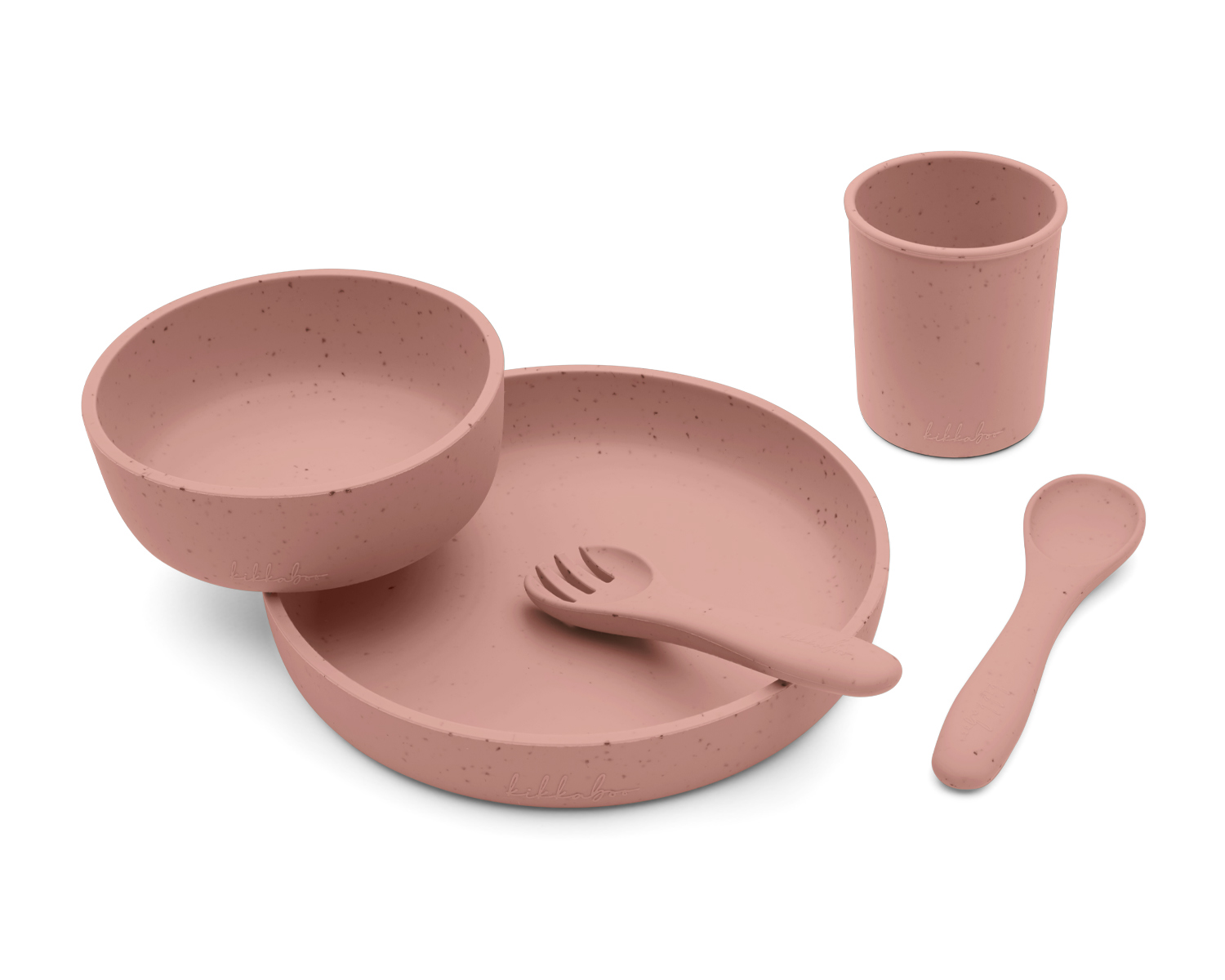 Kikkaboo Сет за хранене 5 части Platinum Silicone Blush