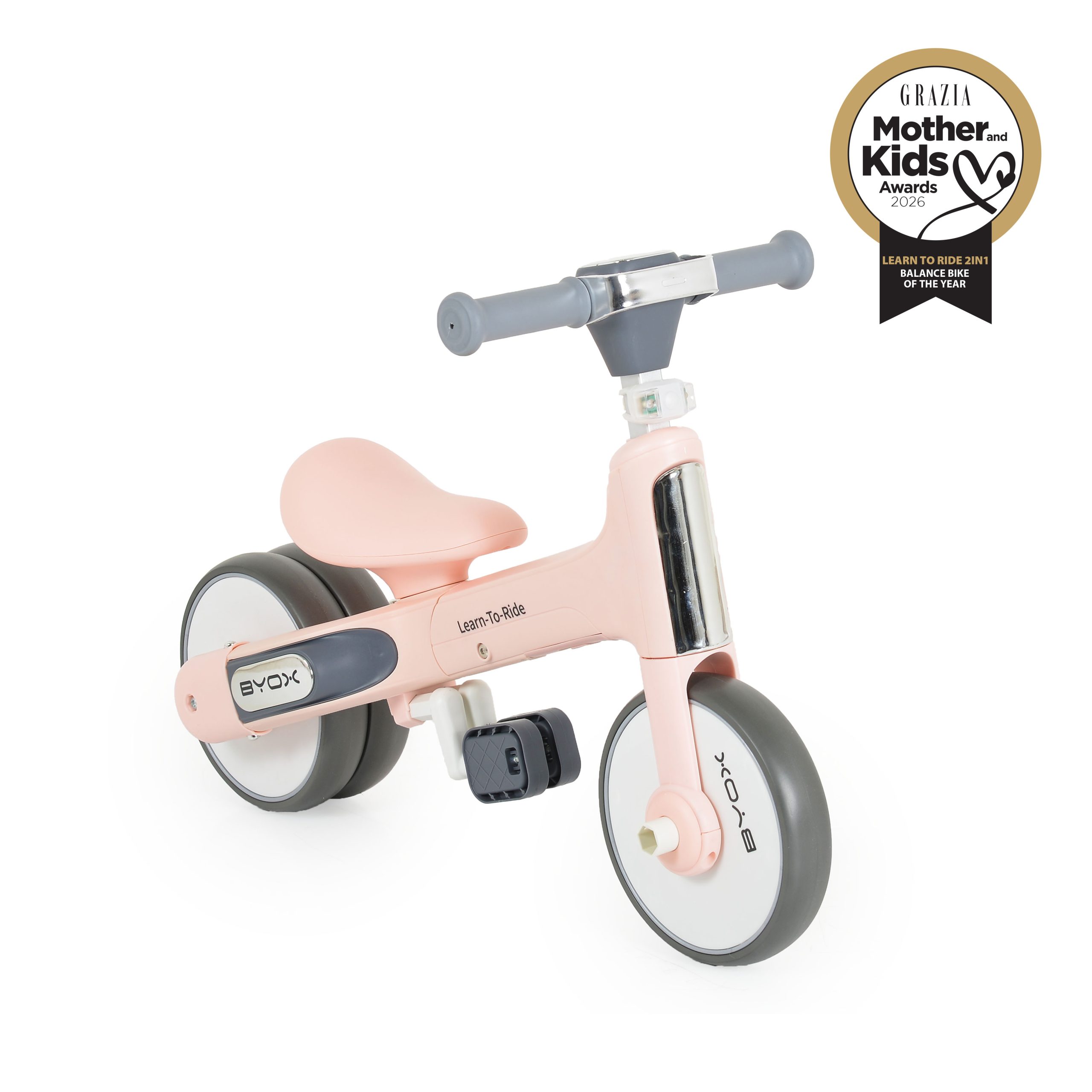 Byox Мини баланс велосипед Learn to Ride 2в1 розов
