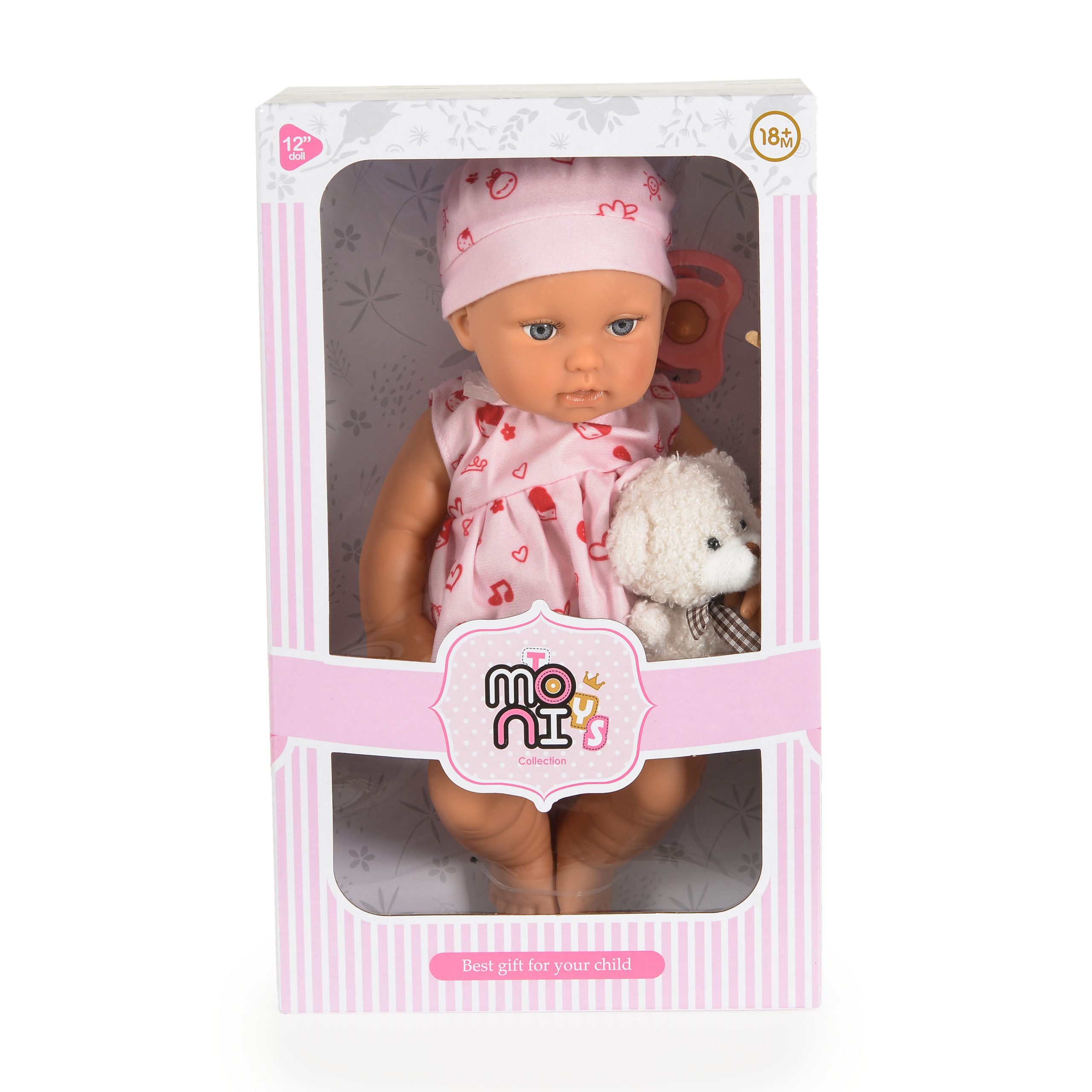 Moni Toys Кукла 30 cm Bear & Baby с рокля розова LS1255-7