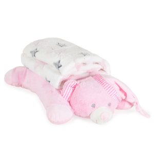 Cangaroo Одеяло 90/75 cm с възглавница Sleepy Bear розов