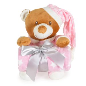 Cangaroo Одеяло 90/75 cm с играчка Addie Bear розов