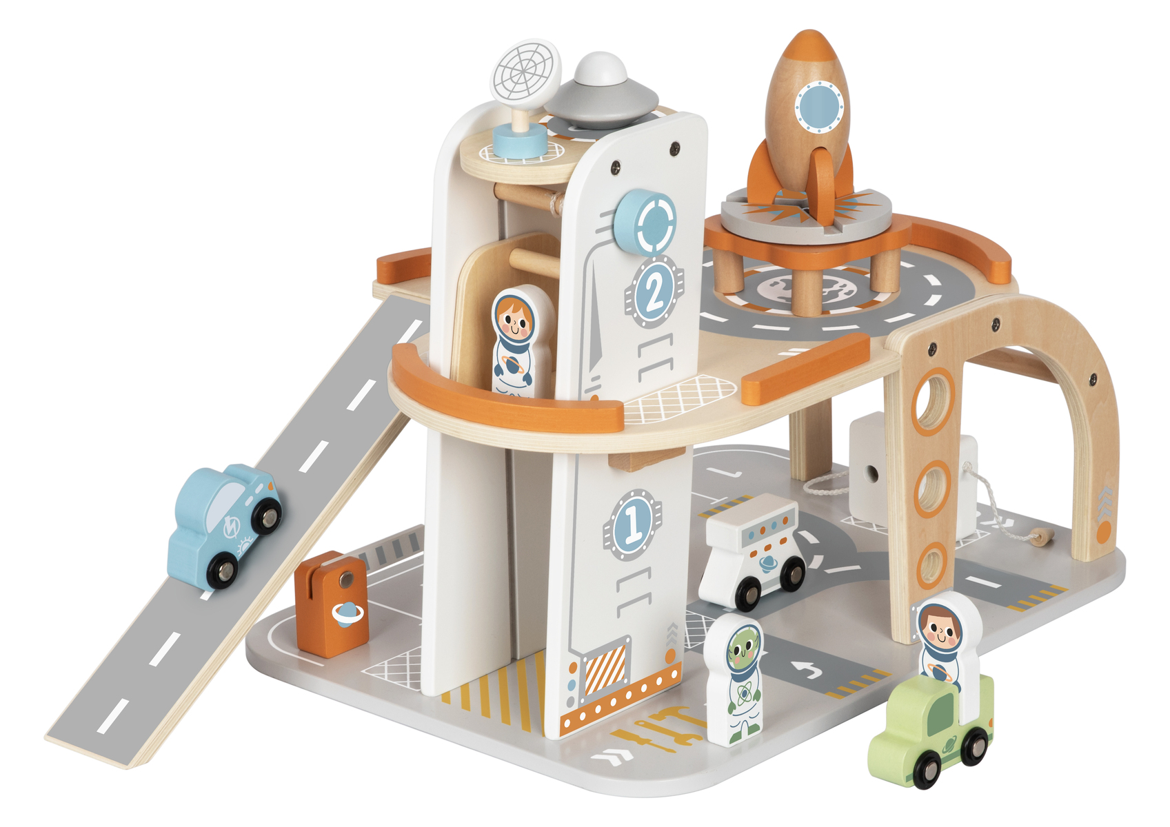 Tooky Toy Дървена писта Space Station TJ903