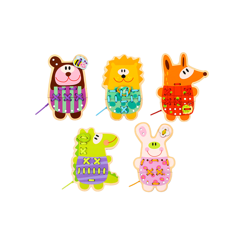Tooky Toy Дървена игра за шиене Animals TL417 - Image 2