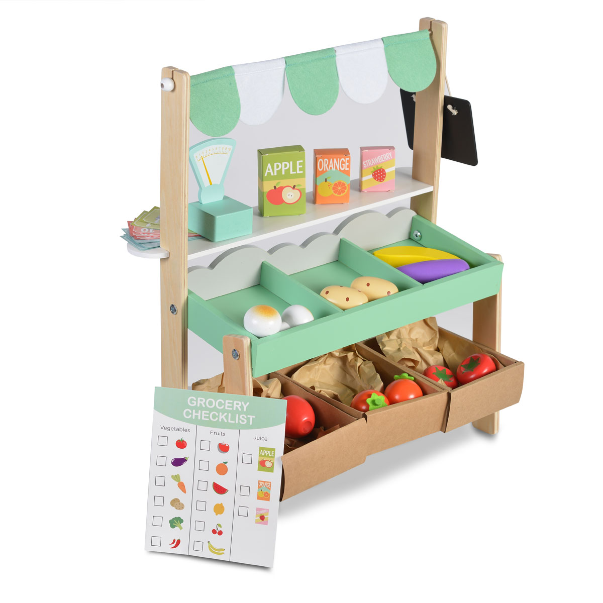 Moni Toys Дървен супермаркет с комплект продукти 4425 - Image 2