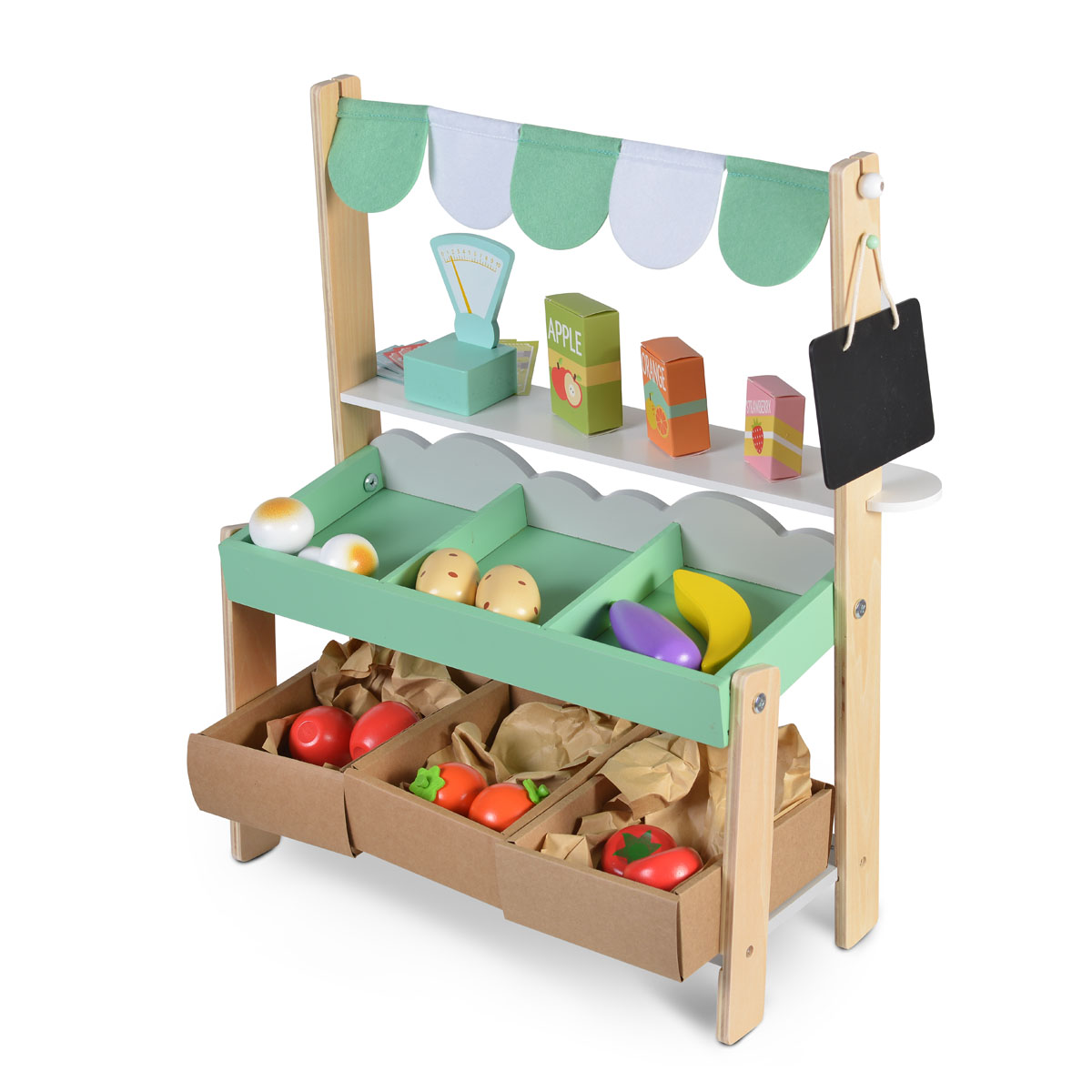 Moni Toys Дървен супермаркет с комплект продукти 4425 - Image 3