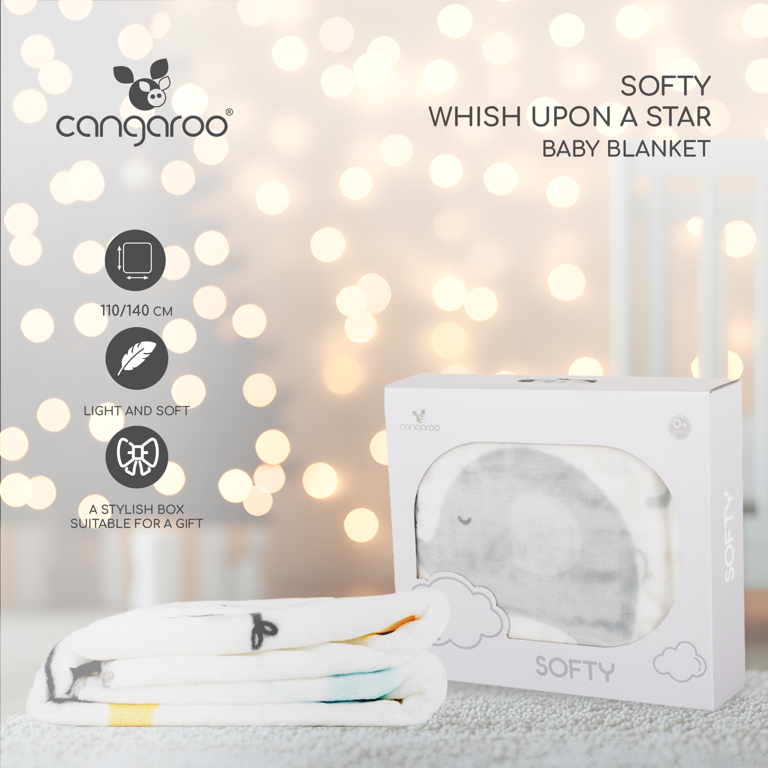 Cangaroo Одеяло 110/140 Softy Wish upon a star бял - Image 2