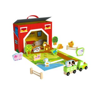 Tooky Toy Дървена преносима ферма TY201