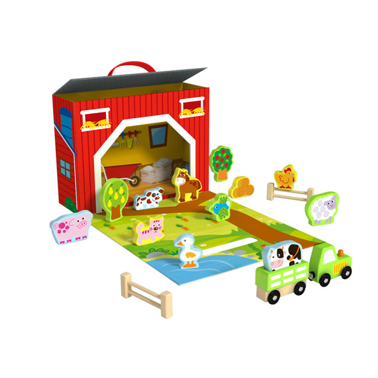 Tooky Toy Дървена преносима ферма TY201
