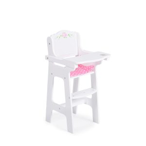 Moni Toys Дървен стол за кукла - стол за хранене B012
