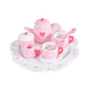 Moni Toys Дървен чаен сервиз сърчица