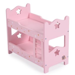 Moni Toys Дървена мебел за кукла , двуетажно легло A003