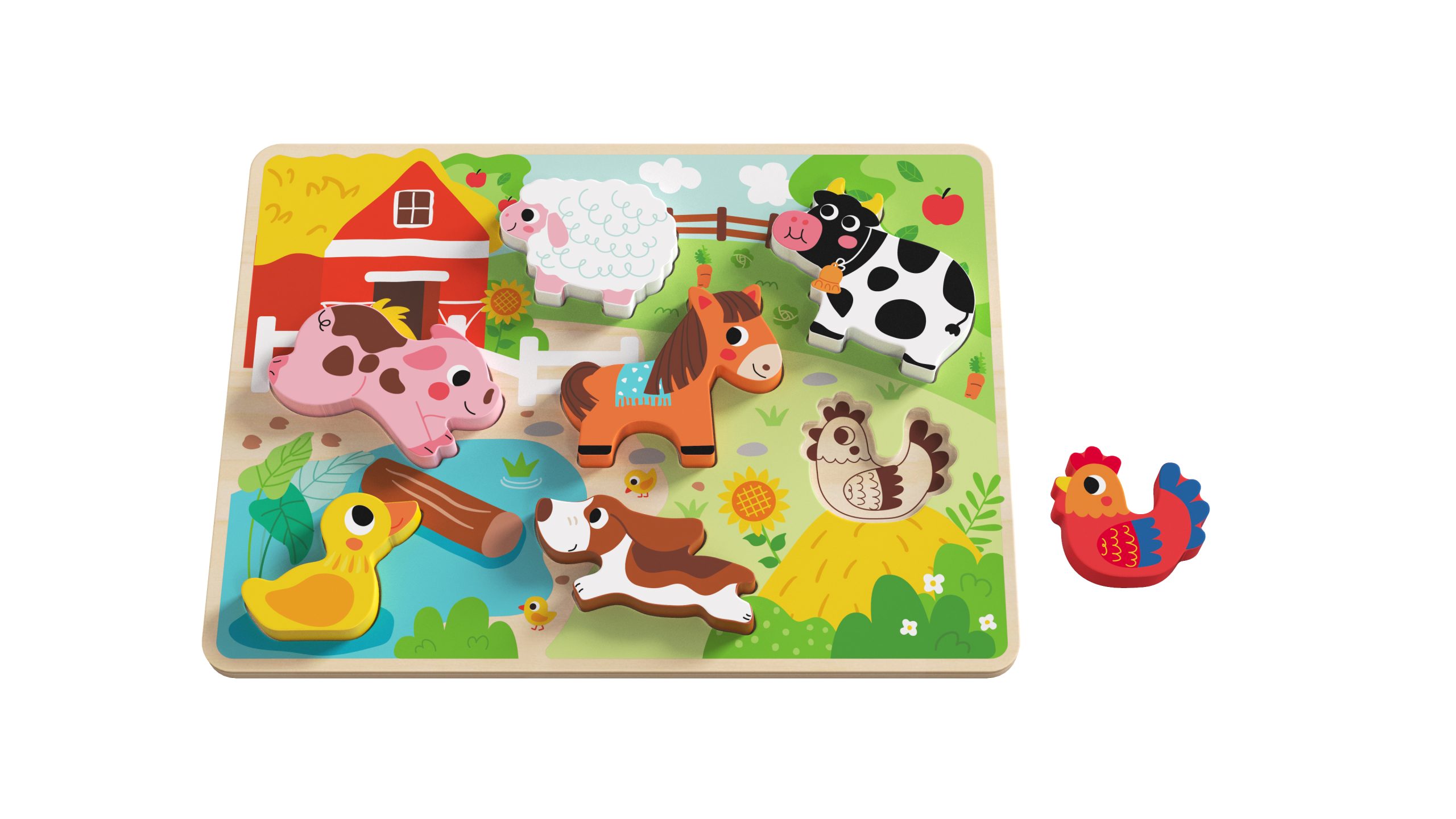 Tooky Toy Дървен пъзел 3D ферма TH636 8 части - Image 2