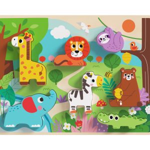 Tooky Toy Дървен пъзел 3D диви животни TH633 8 части