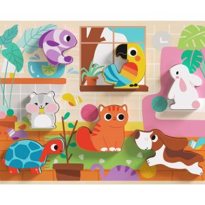 Tooky Toy Дървен пъзел 3D домашни любимци TH635 8 части