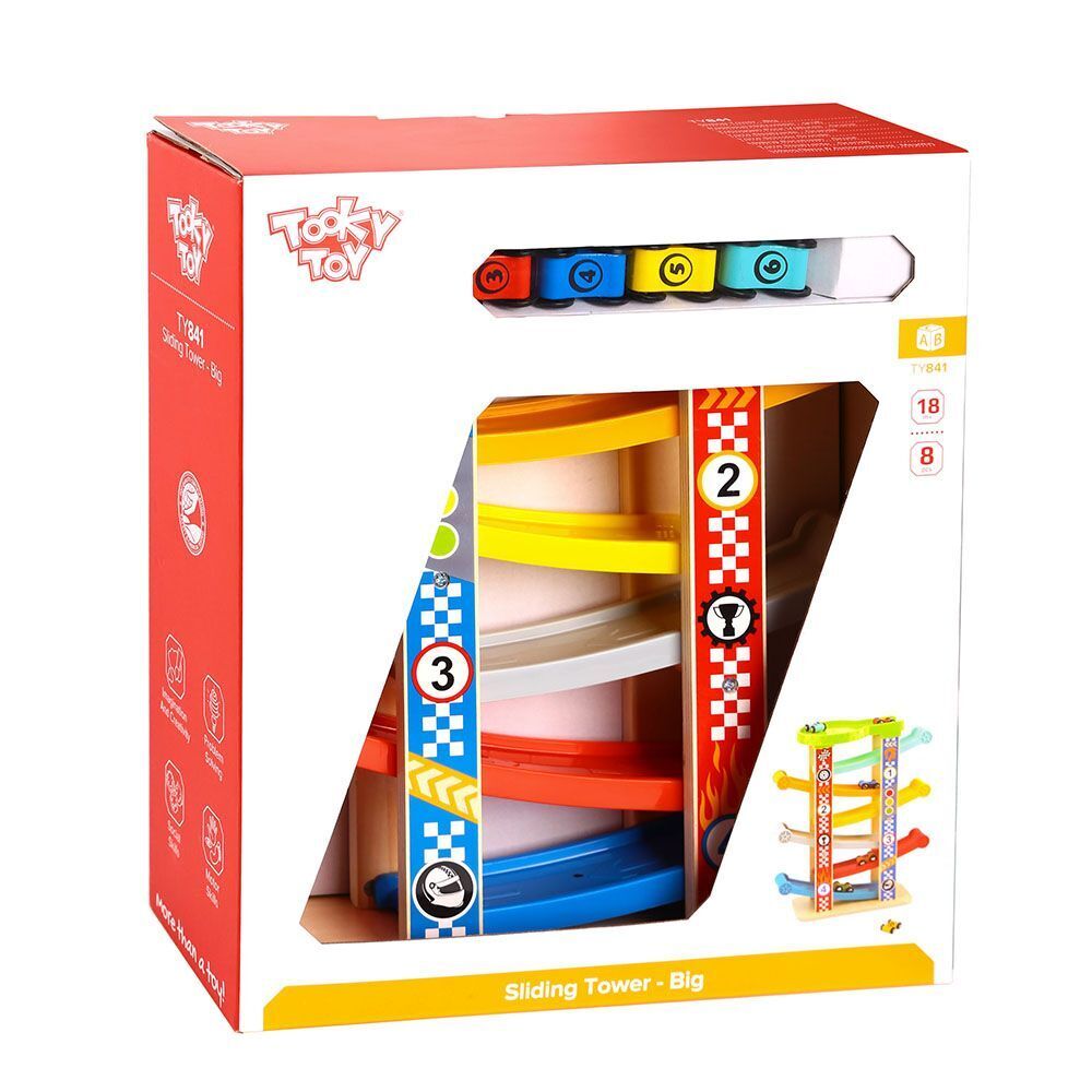 Tooky Toy Дървена състезателна писта голяма TY841 8 части - Image 3