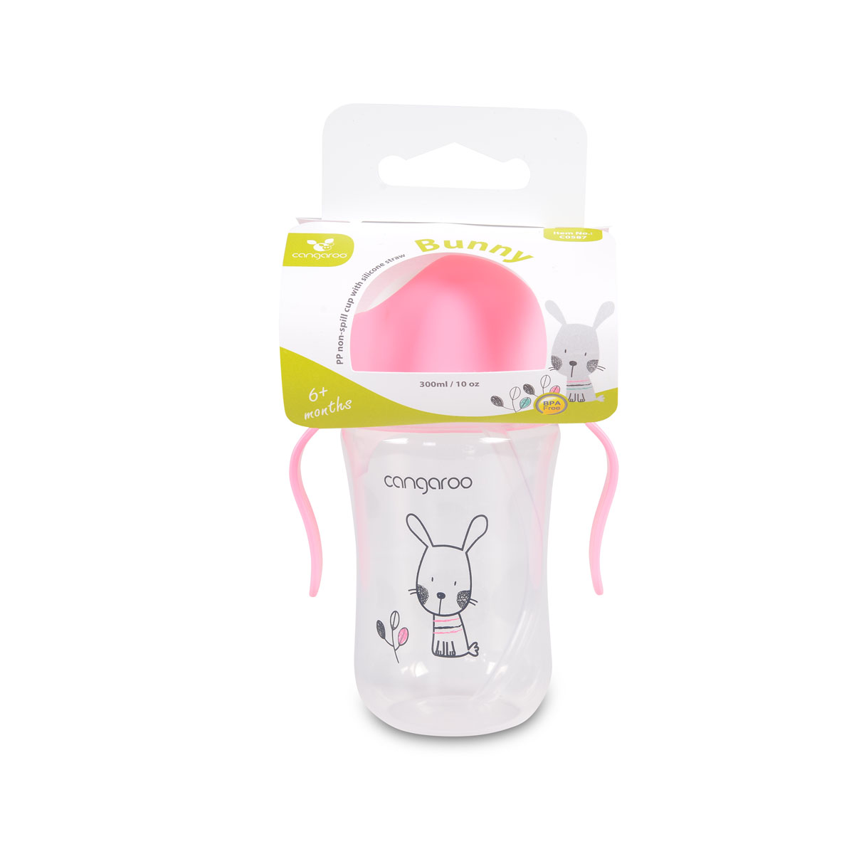 Cangaroo Чаша със силиконова сламка 300ML Bunny C0587 розов - Image 6