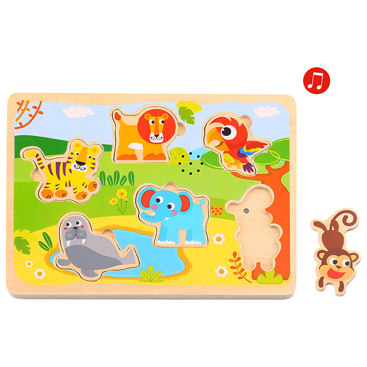 Tooky Toy Дървен музикален пъзел Животни TL065 - Image 3