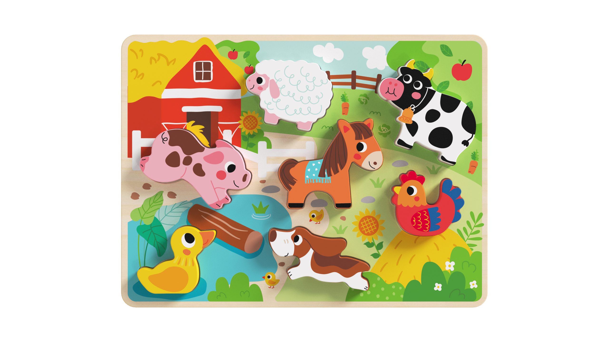 Tooky Toy Дървен пъзел 3D ферма TH636 8 части - Image 4