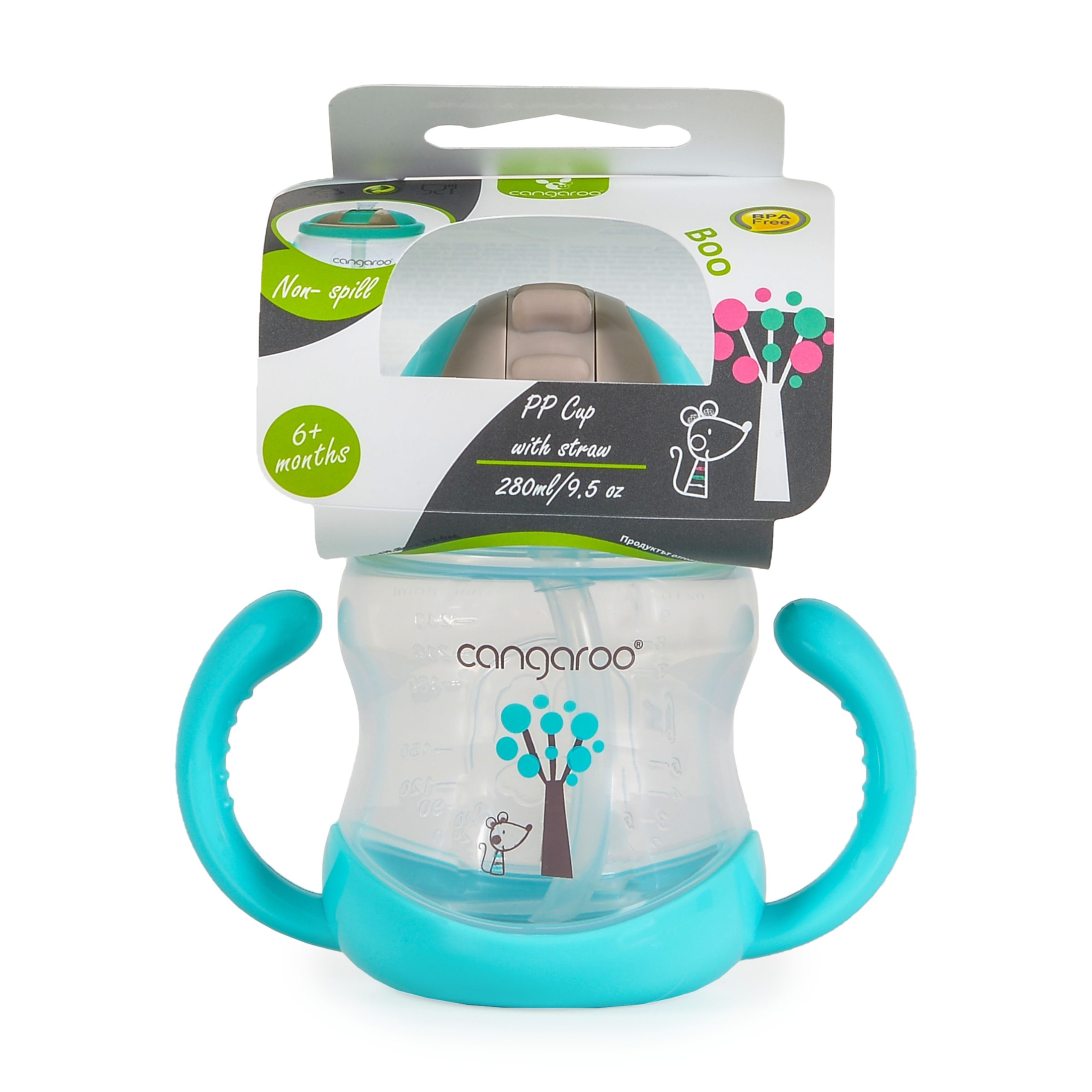 Cangaroo Чаша с пластмасова сламка 280ml Boo C0582 син - Image 6