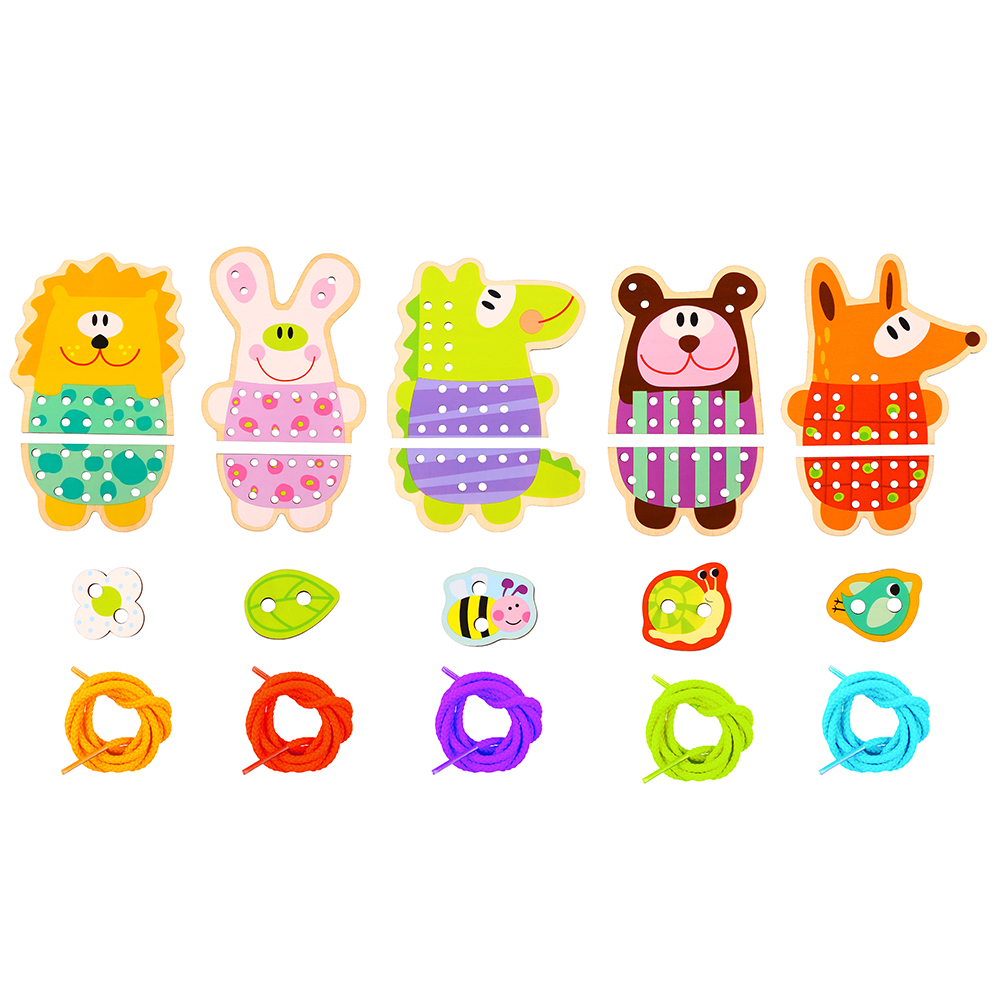 Tooky Toy Дървена игра за шиене Animals TL417 - Image 3