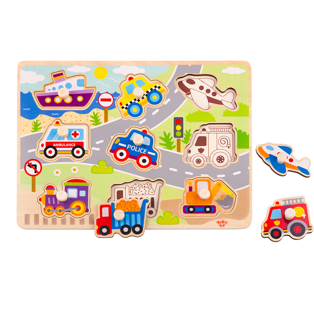 Tooky Toy Дървена образователна дъска превозни средства TY860 - Image 3